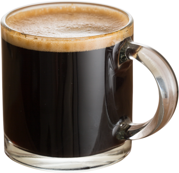 Black Coffee and Froth in Glass Mug